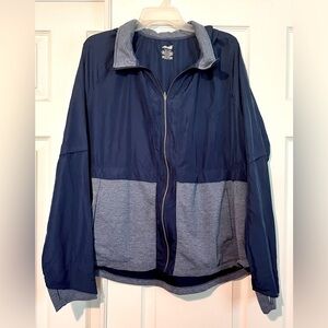 Mens AVIA Full Zip Windbreaker Athletic Jacket Blue  XXL- HOODED